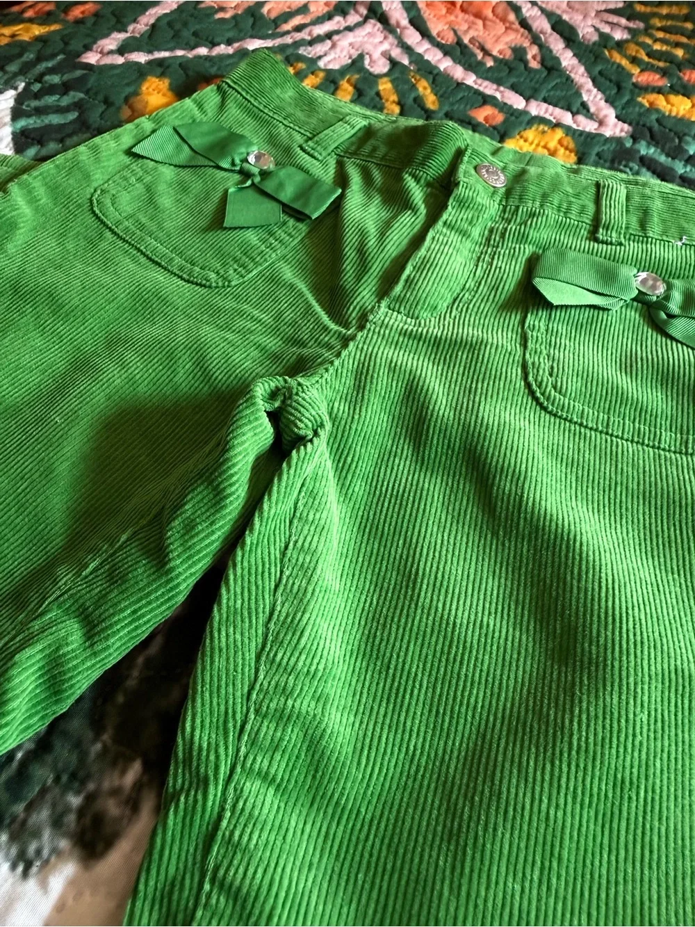 NWT Gymboree Bright Green Corduroy Flare Pants Girls